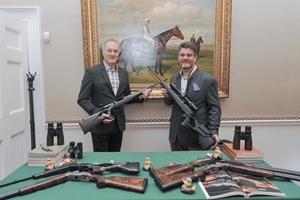 Guests at the Jockey Club were introduced to some of the country's most notable gunmakers (l to r: Ian Spicer and Jon Carrington from Blaser). Photocredit: Helen Tinner
