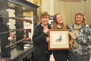 Arts and crafts on display at the Gunsmiths' Evening included prints by renowned Norfolk wildlife artist Annabel Pope. Photocredit: Helen Tinner
