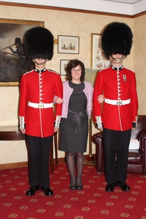National events organiser Mel Dellow flanked by two Grenadiers at a GWCT event last year