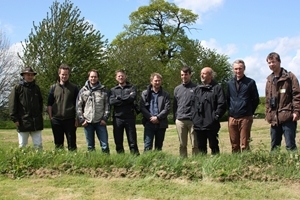 Dr Francis Buner, from the GWCT (second left) at the GWCT’s grey partridge demonstration project at Rotherfield Park in Hampshire, with the EU representatives from Netherlands, Belgium and France who form part of the collaborative ‘Grey Matters’ project which aims to help reverse the decline of lowland farmland biodiversity across these EU countries