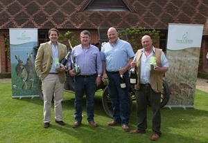 The winning team at the Waddesdon simulated game day on Friday 6 May show off their prizes (l to r) Rob Fenwick, Stewart Denton, Paul Poulter, Mickey Rouse. Photocredit: Richard Washbrooke Photography / www.richardwashbrooke.photoshelter.com