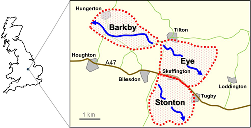 Figure 1: Location of the three headwater catchment areas used Figure 1: Location of the three headwater catchment areas used