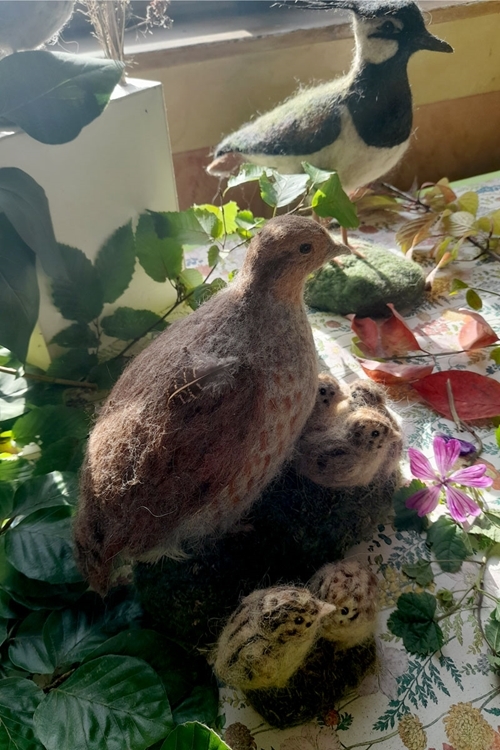Sadly we couldn’t invite any real partridges, however we did get to admire these beautiful felted pieces made by Vera Grenner.
