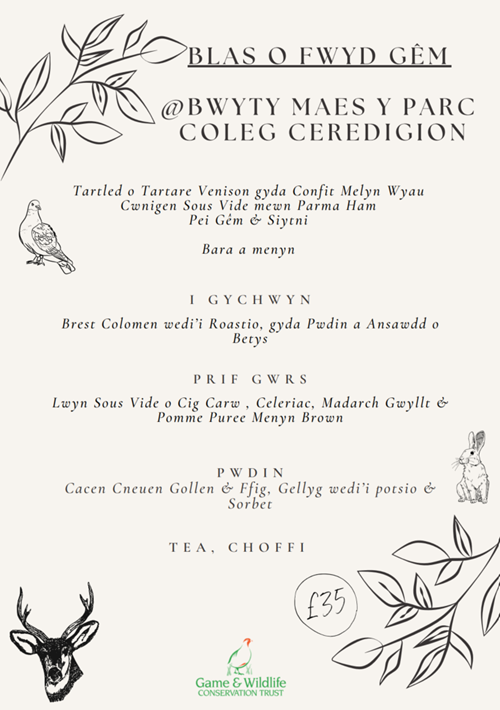 Menu - Taste Of Game Evening 31st Jan 24 (cymraeg)