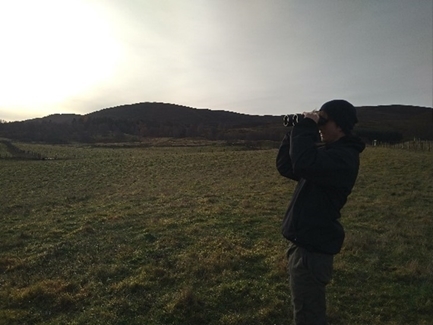 Seth taking part in winter bird surveys