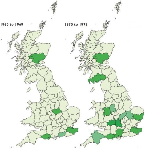 Fallow deer distribution in 1960s and 1970s