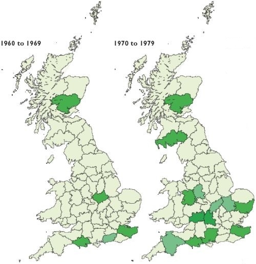Fallow deer distribution in 1960s and 1970s Fallow deer distribution in 1960s and 1970s
