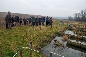 Dr Alastair Leake demonstrates the Allerton Project's environmental management programme for the Defra team