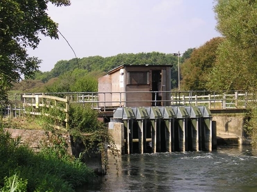 The East Stoke fish counter under normal flow conditions in 2010 The East Stoke fish counter under normal flow conditions in 2010