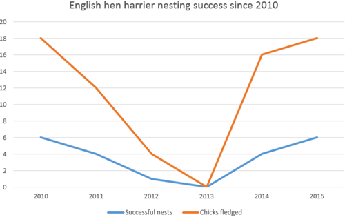 English hen harrier nesting success since 2010