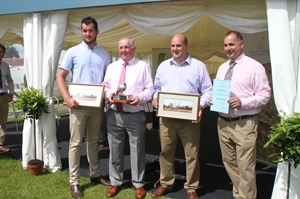 Three generations of the Wykes family were presented with the 2016 Lincolnshire Grey Partridge award at the Lincolnshire Show (l to r): Tom Wykes, Des Wykes, Tim Wykes, Paul Wykes