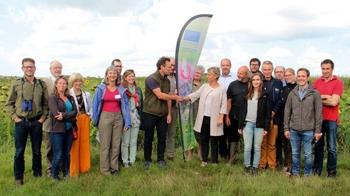 PARTRIDGE project lead co-ordinator Francis Buner welcoming Belgian’s Environment Minister Joke Schauvliege during the Belgian project launch